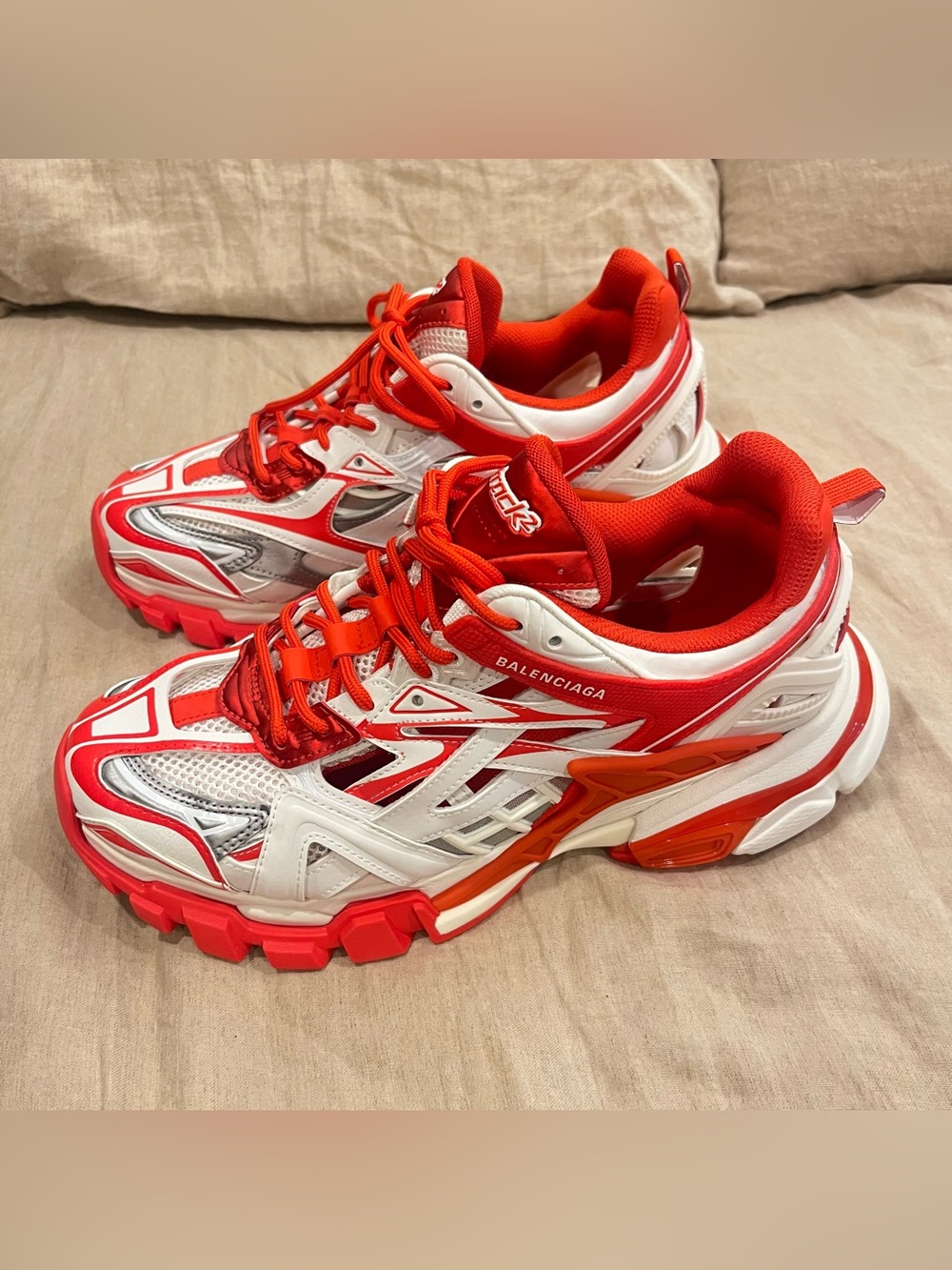 $1200 Balenciaga Track.2 Runners Sneaker, White Red Grey - Picture 6 of 14